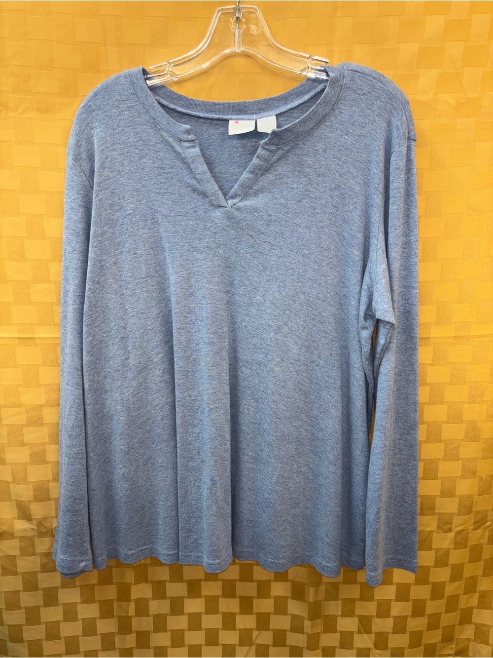 Men's Heather Blue Long Sleeve V-Notch Tee